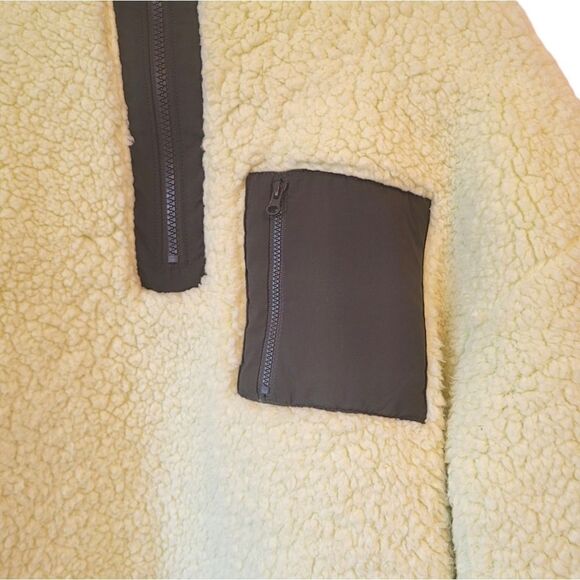 Lou & Grey Light Yellow and Olive Teddy Quarter Zip - Picture 6 of 6